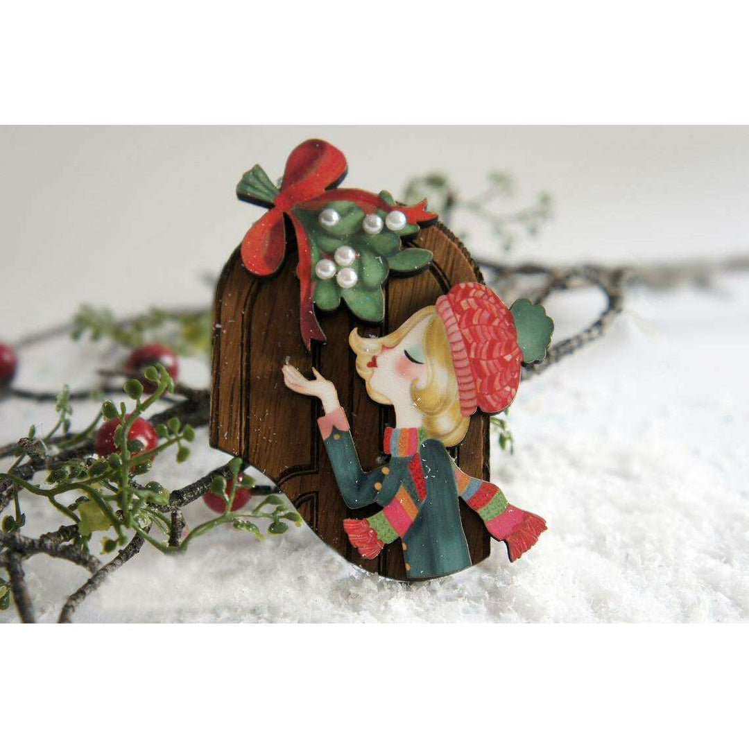 Kiss Me Under the Mistletoe Brooch by Laliblue - Quirks!