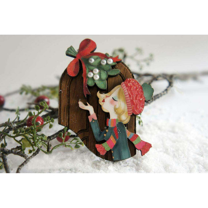 Kiss Me Under the Mistletoe Brooch by Laliblue - Quirks!