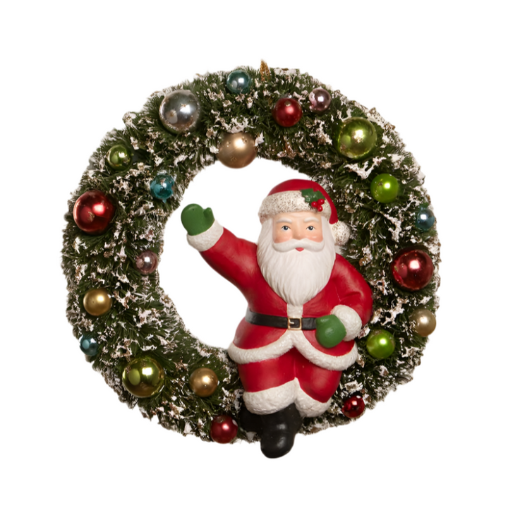 santa bottle brush wreath bethany lowe