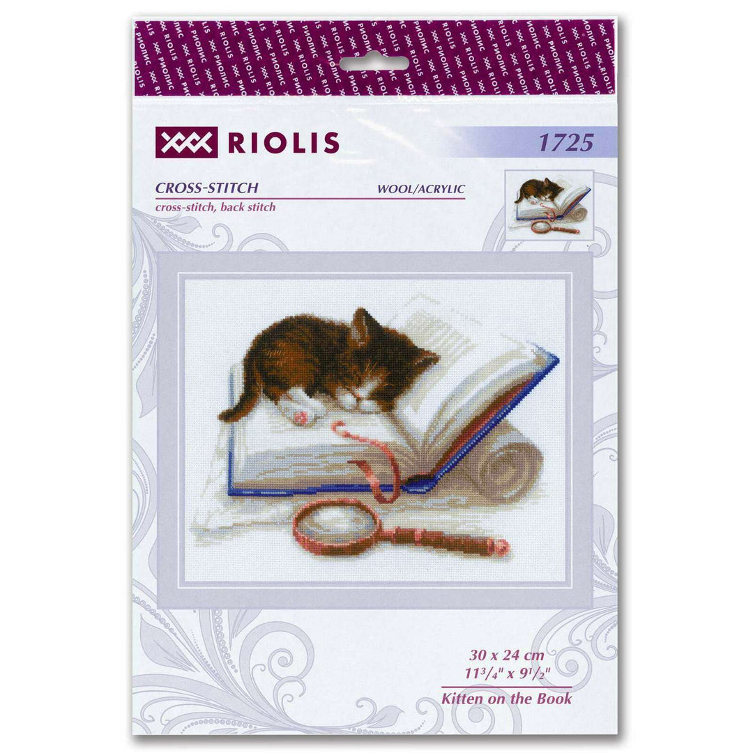 Kitten on the Book R1725 Counted Cross Stitch Kit