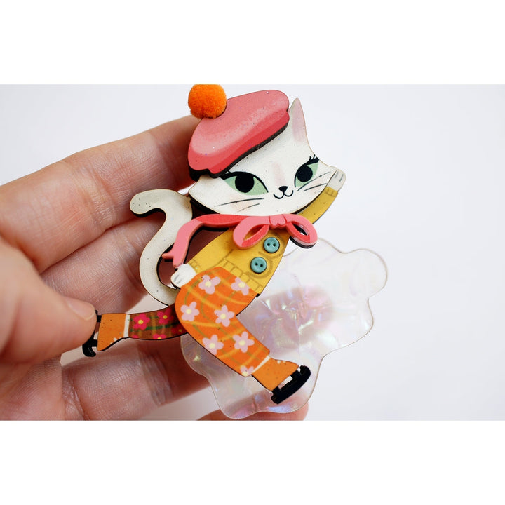 Kitten Skating on Ice Brooch by Laliblue 2