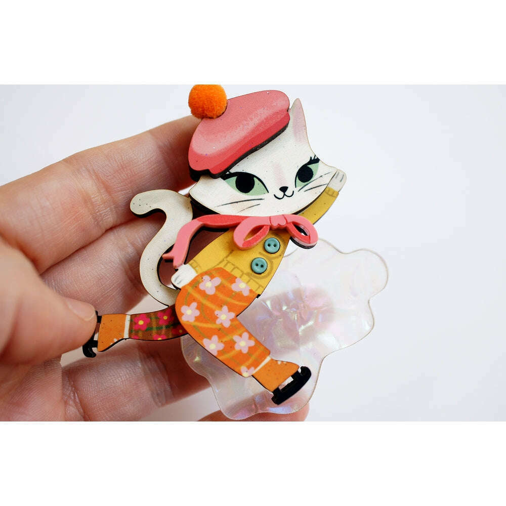 Kitten Skating on Ice Brooch by Laliblue – view 3