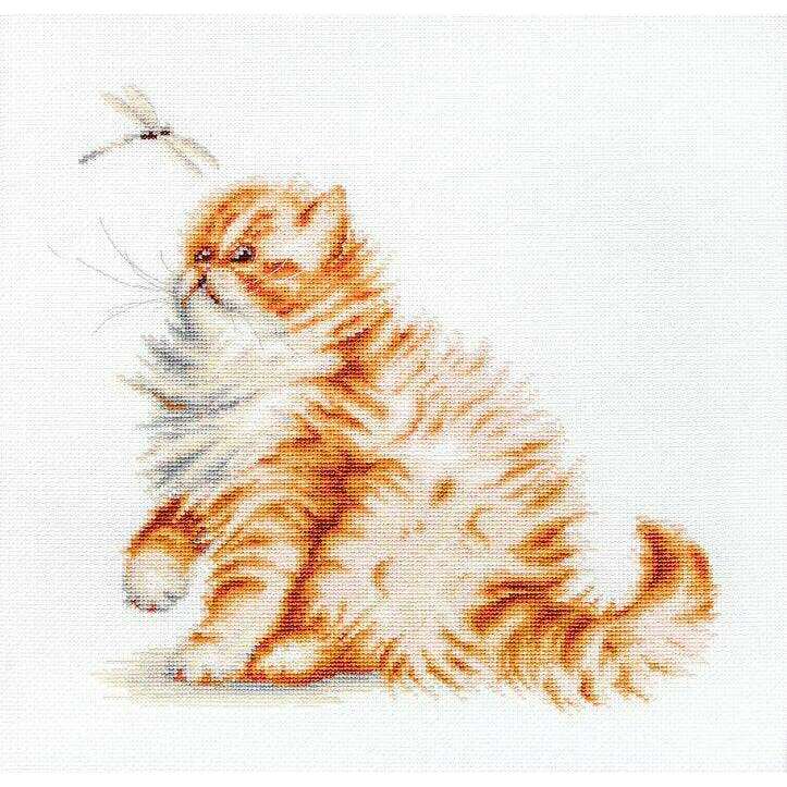 Kitten with a dragonfly B2270L Counted Cross-Stitch Kit