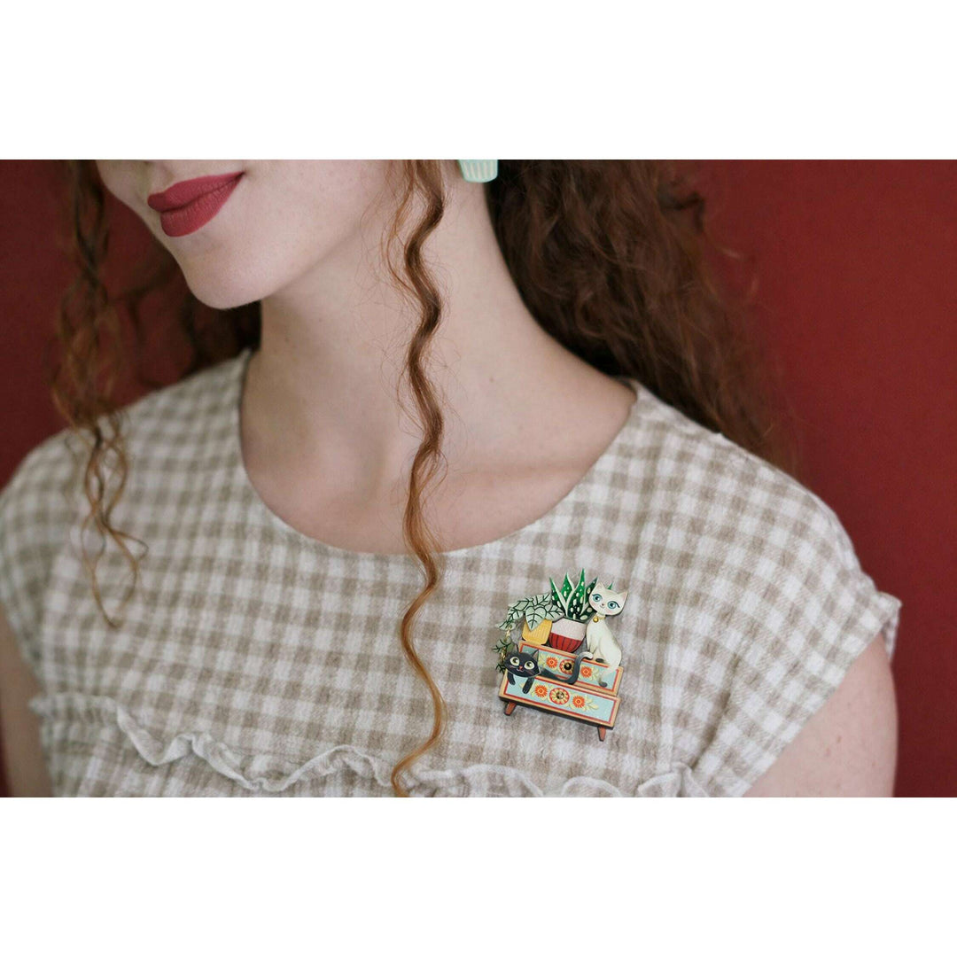 Kittens and Plants Brooch by Laliblue – view 2