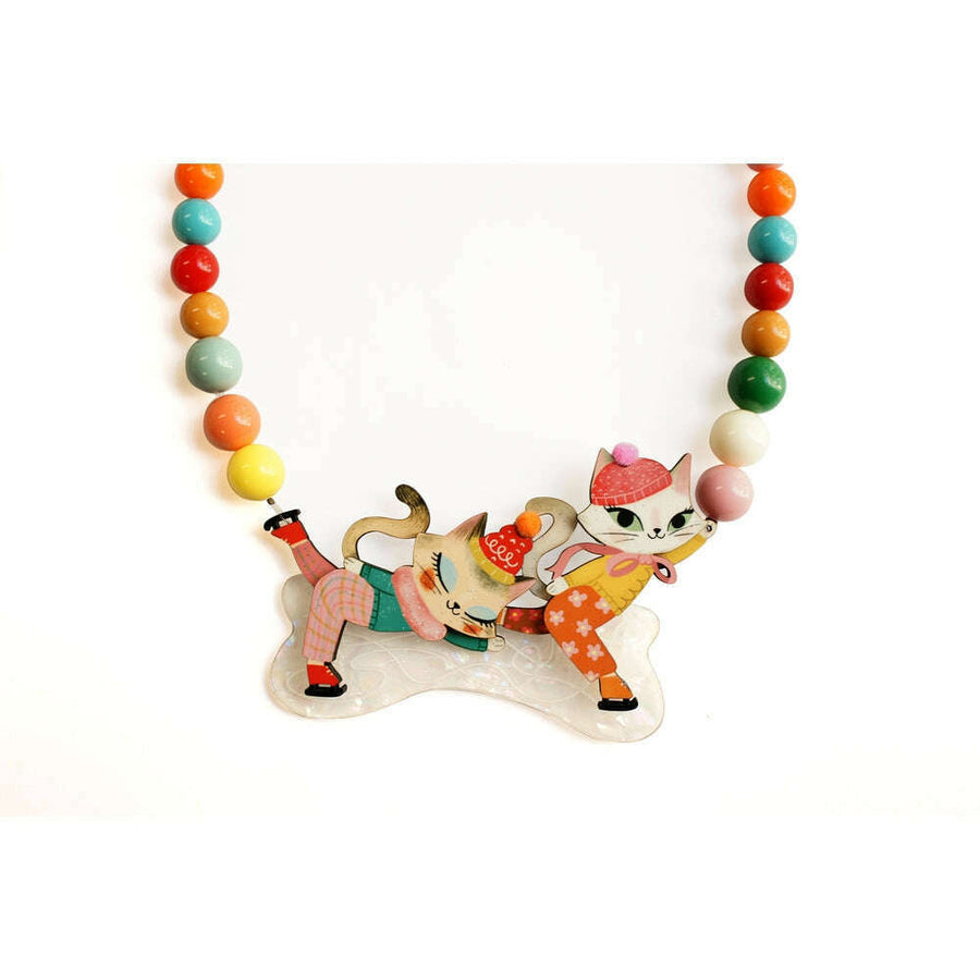 Kittens Kicking on Ice Necklace by Laliblue