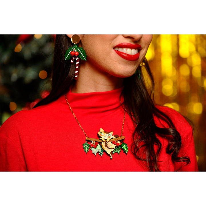 Kitty Collar on A Holly Branch Necklace by Laliblue 1