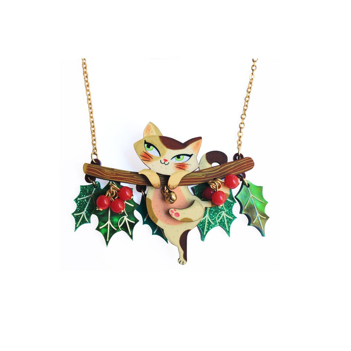 Kitty Collar on A Holly Branch Necklace by Laliblue 