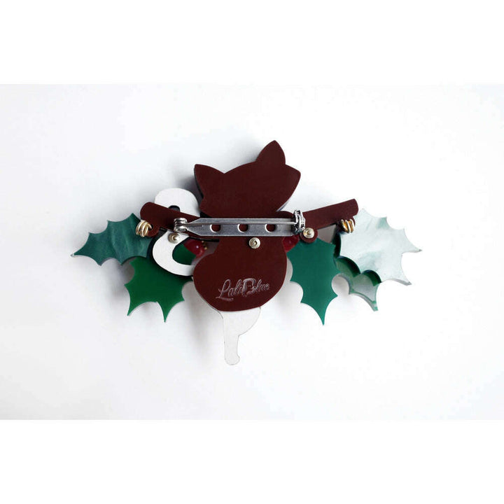 Kitty on A Holly Branch Brooch by Laliblue – view 5