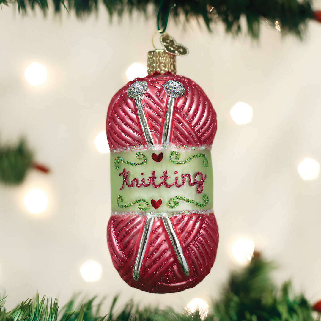 Old World Christmas Knitting Yarn Blown Glass Ornament