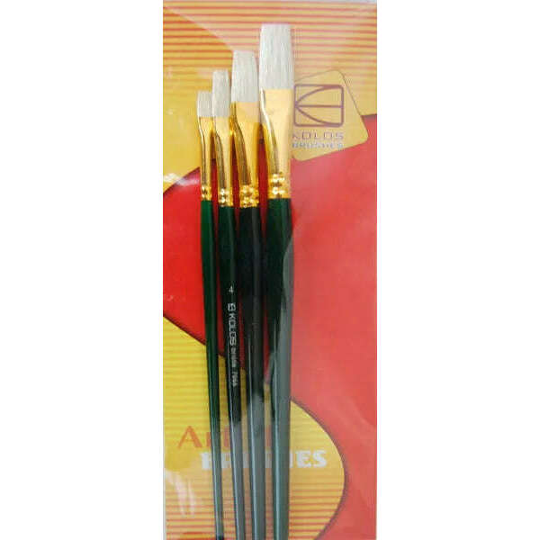 Kolos Set of paint brushes 7066. Bristle Flat. 4pc.