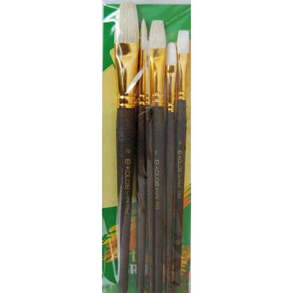 Kolos Set of paint brushes 7068. Synthetic / Bristle Round / Flat / Oval. 2/2/2pc.