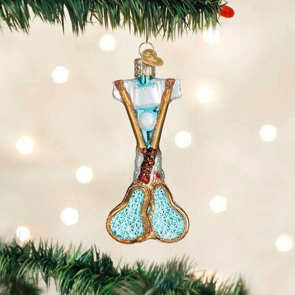Old World Christmas Lacrosse Set Blown Glass Ornament