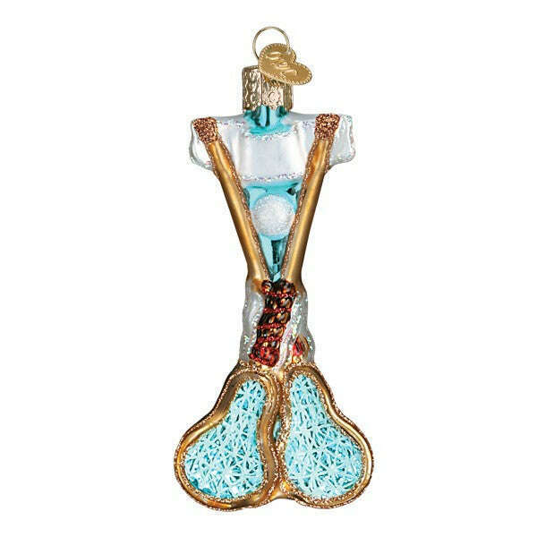 Old World Christmas Lacrosse Set Blown Glass Ornament