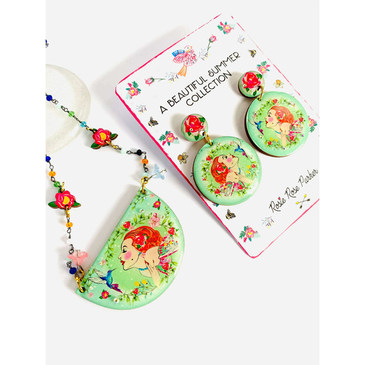 Lady and Hummingbird Statement Necklace by Rosie Rose Parker