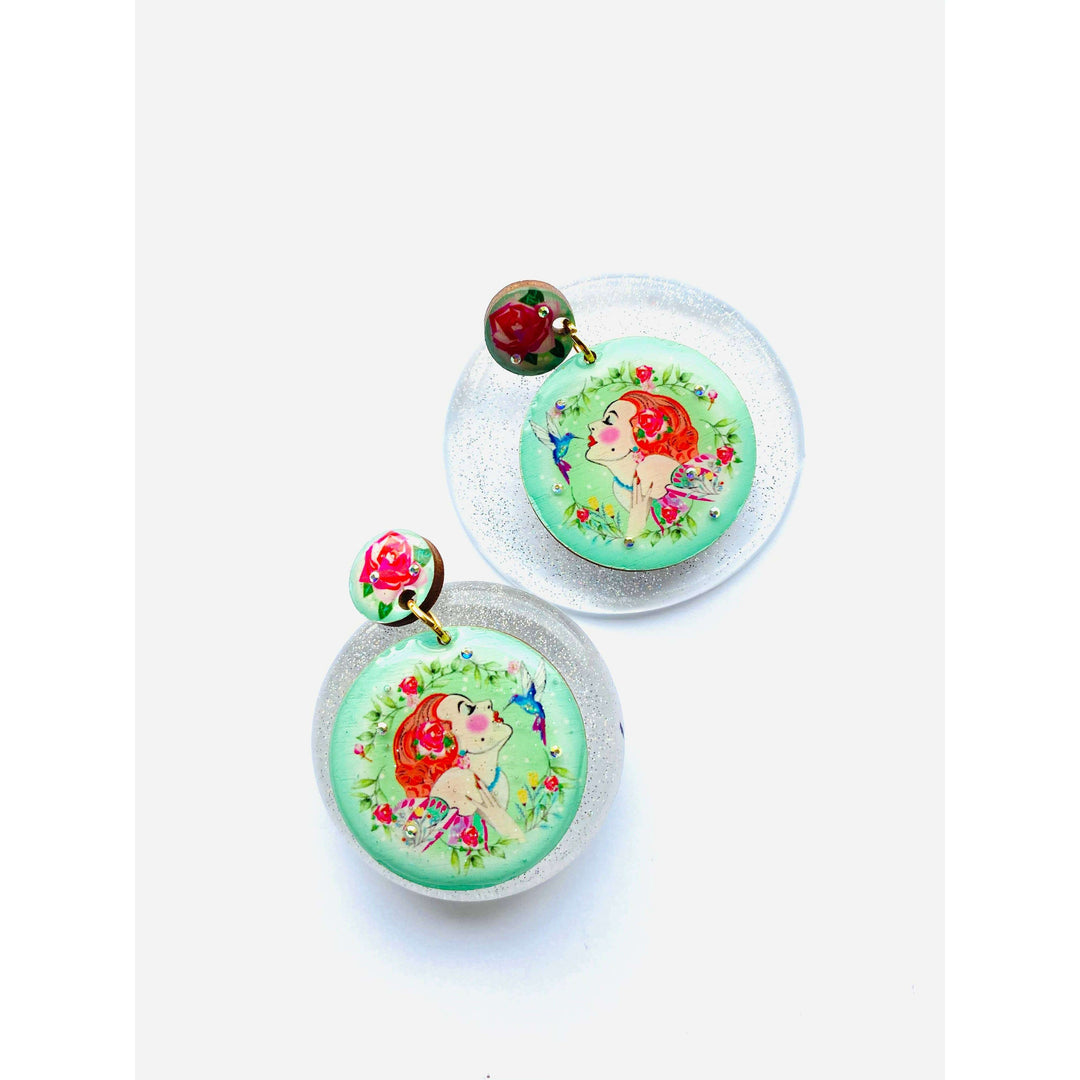 Lady and the Hummingbird Earrings by Rosie Rose Parker