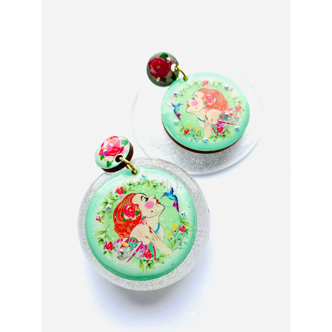 Lady and the Hummingbird Earrings by Rosie Rose Parker