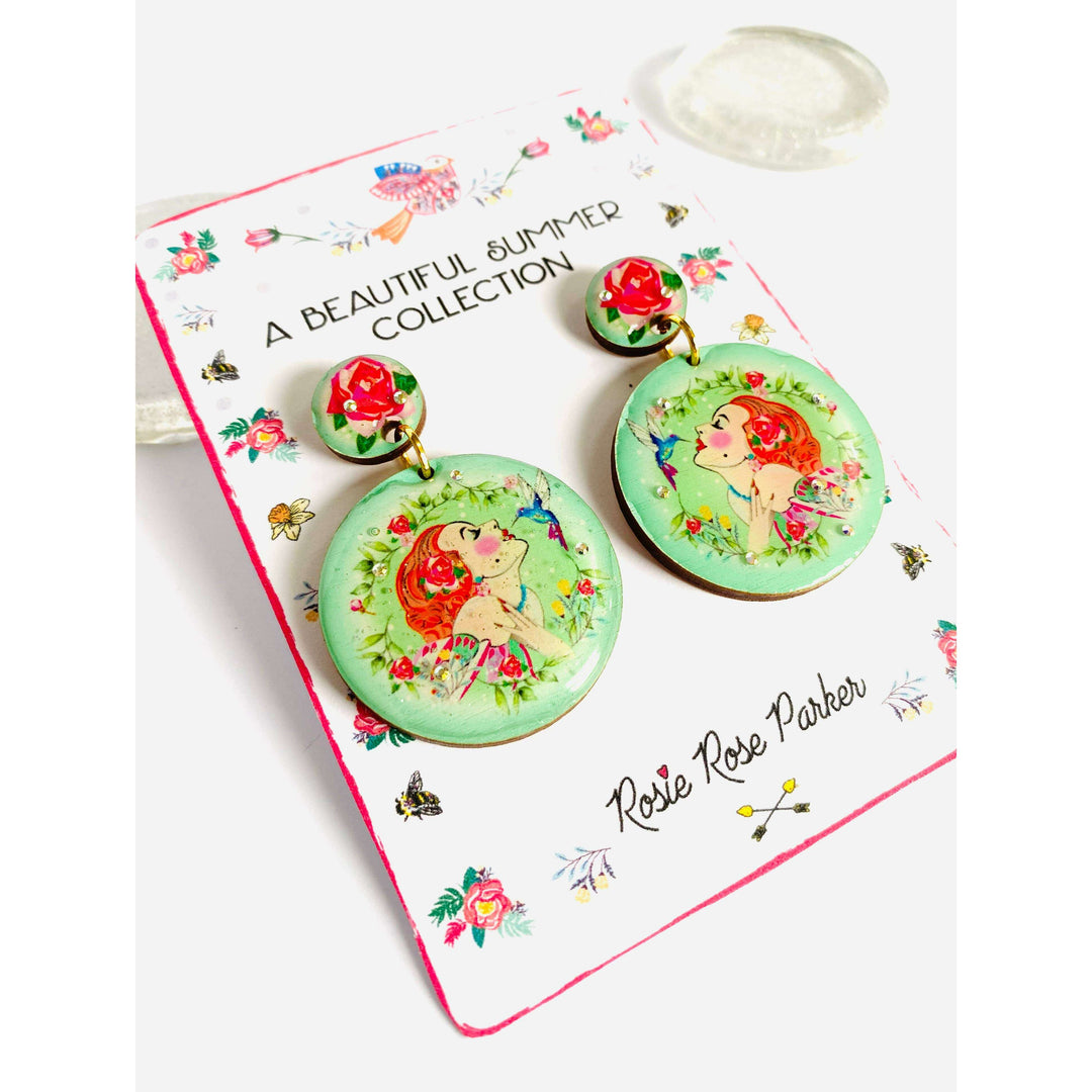 Lady and the Hummingbird Earrings by Rosie Rose Parker