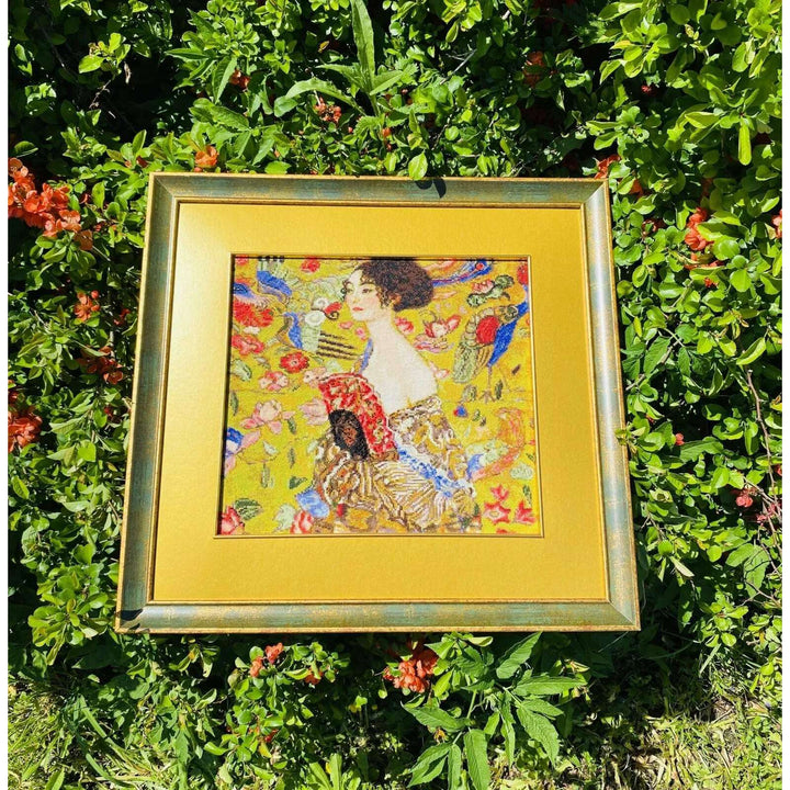 Lady with a Fan after G. Klimt`s Painting  R1226 Counted Cross Stitch Kit