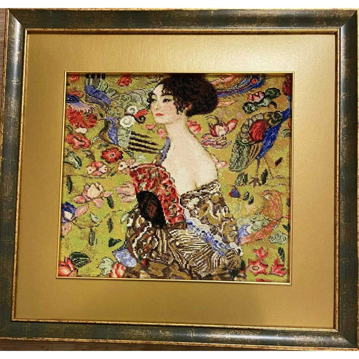 Lady with a Fan after G. Klimt`s Painting  R1226 Counted Cross Stitch Kit
