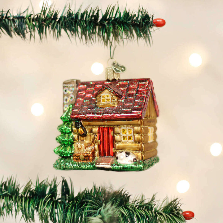 Old World Christmas Lake Cabin Blown Glass Ornament