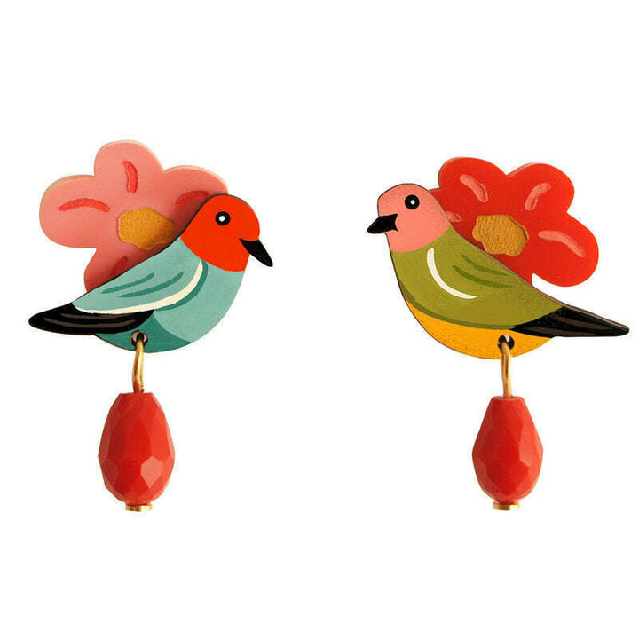 Bird and Flower Earrings by Laliblue