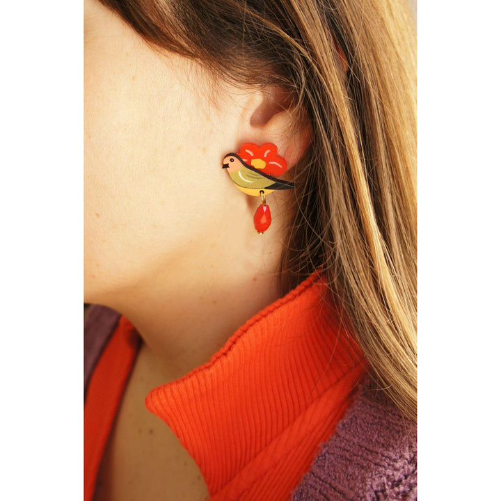 Bird and Flower Earrings by Laliblue