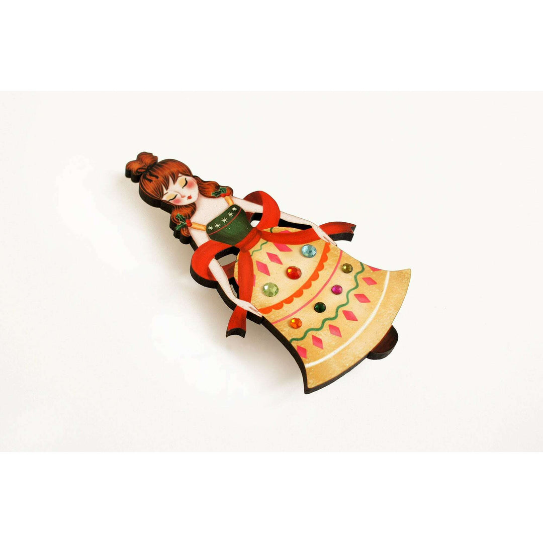 Christmas Bell Girl Brooch by Laliblue