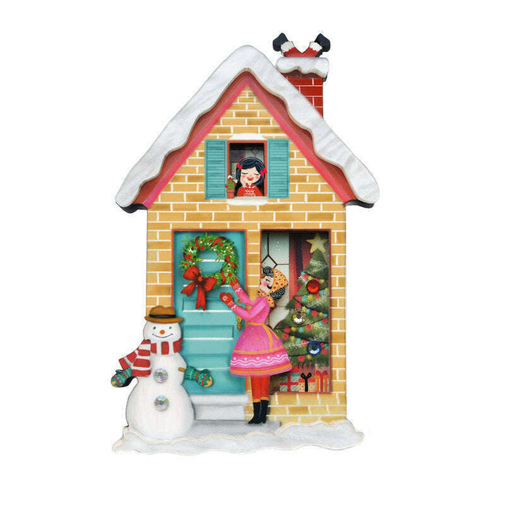 Christmas Dog House Brooch by Laliblue