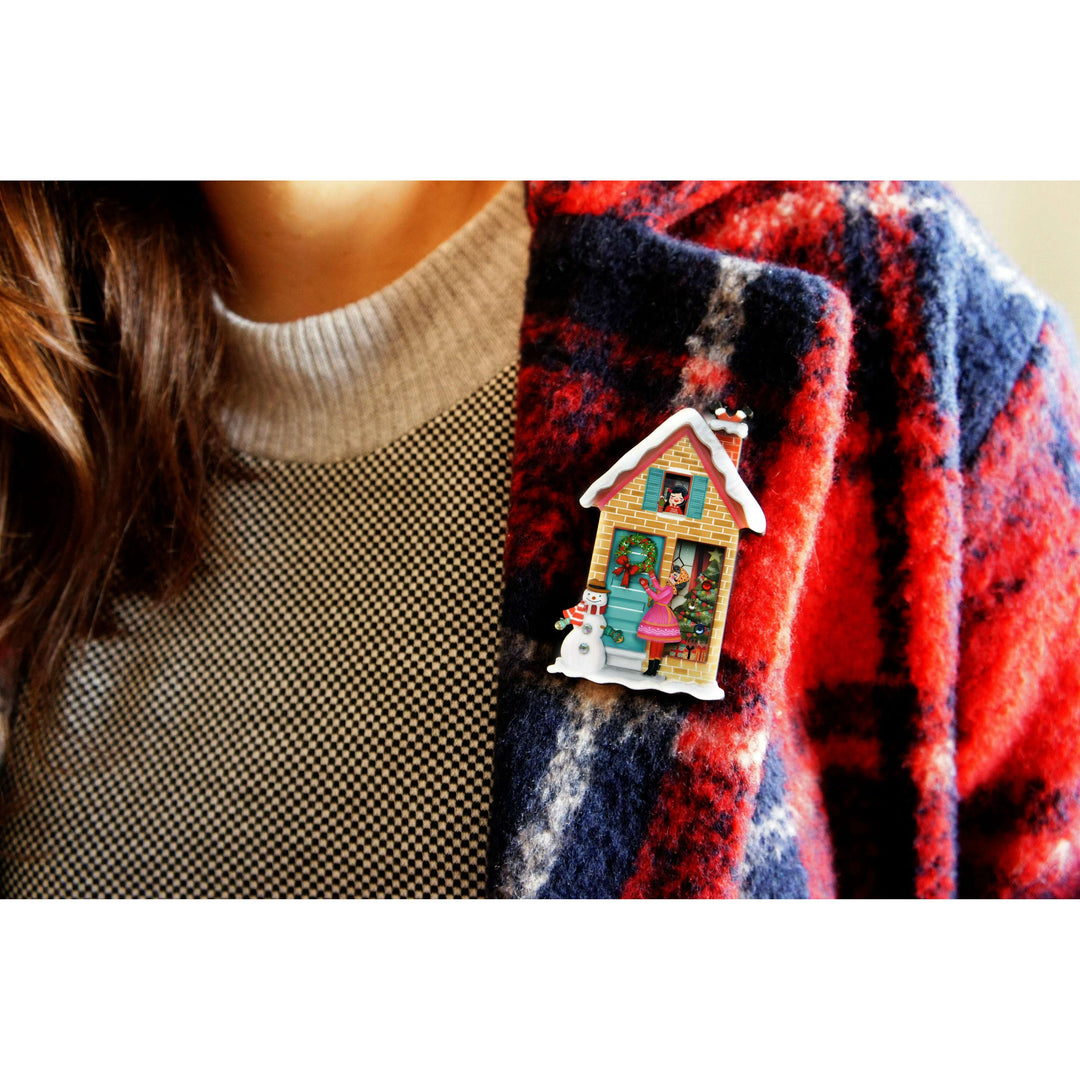Christmas Dog House Brooch by Laliblue