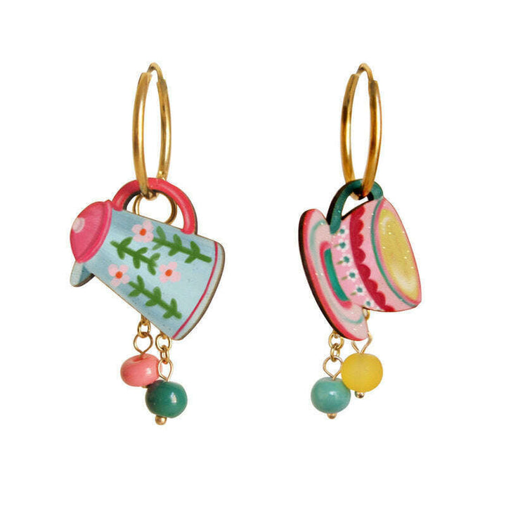 Cup and Teapot Hoop Earrings by Laliblue