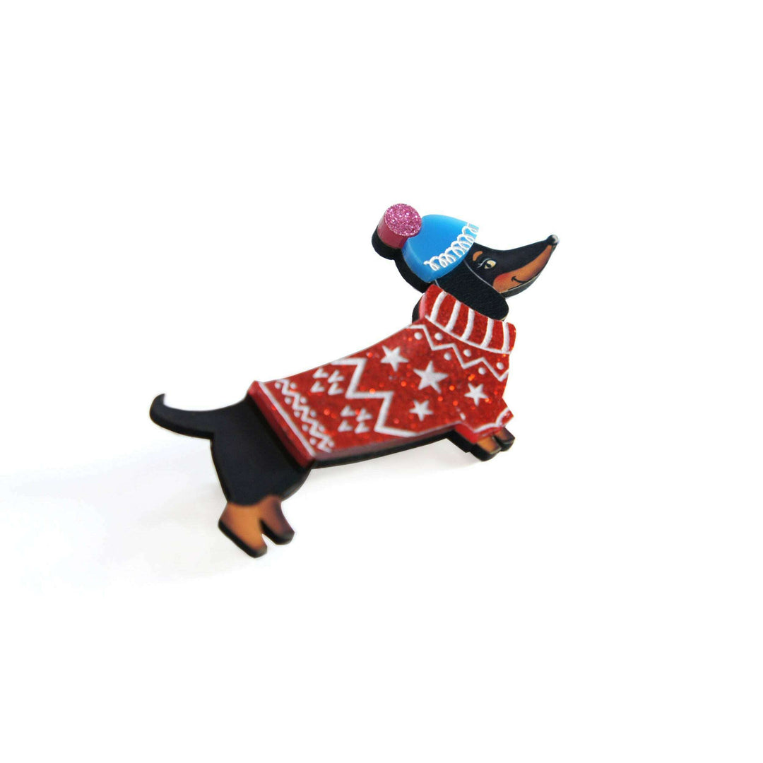 Dachshund Dog in Sweater Brooch