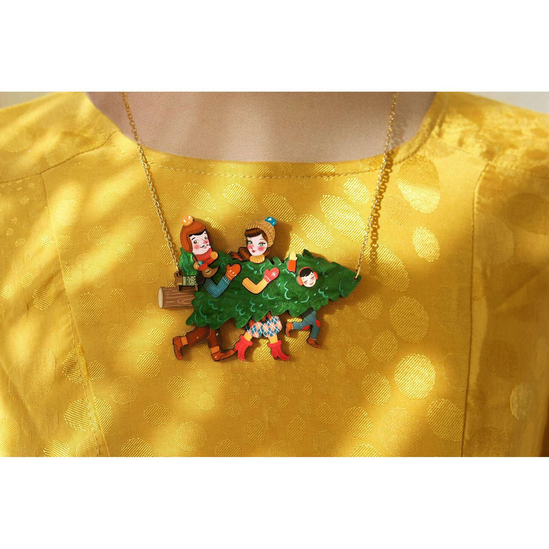 Family With Christmas Tree Necklace by Laliblue