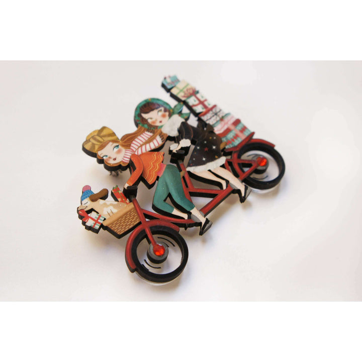 Friends on a Bicycle Brooch