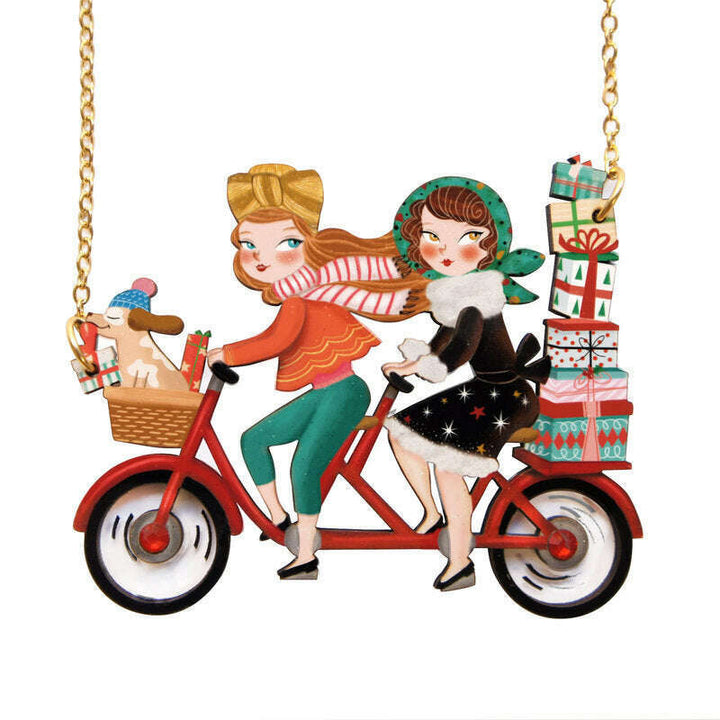 Friends on a Bicycle Necklace by Laliblue