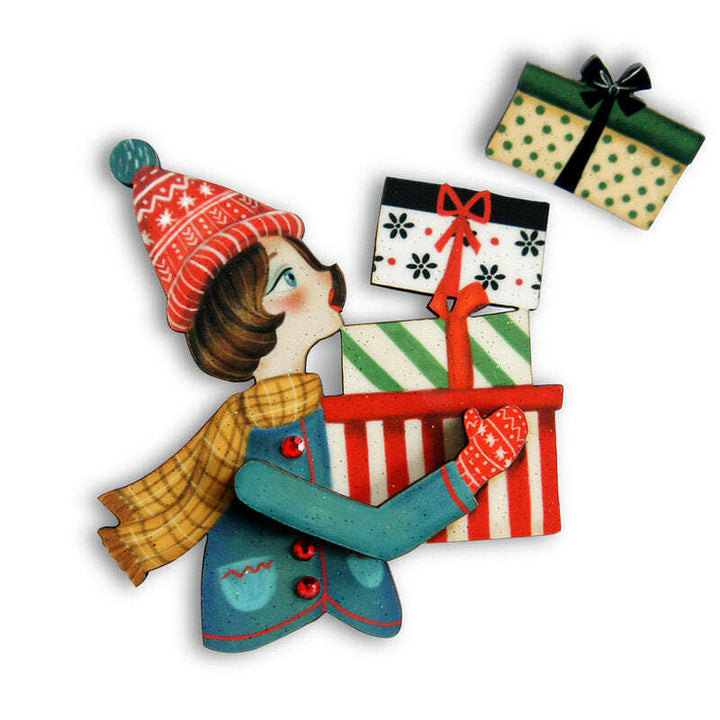 Girl with Gifts Brooch by Laliblue