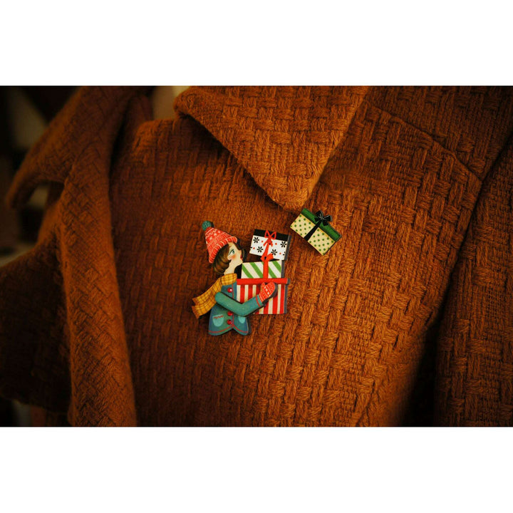 Girl with Gifts Brooch by Laliblue