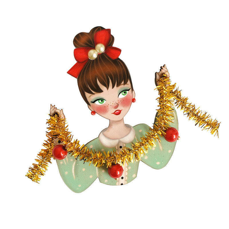 Girl With Tinsel Brooch by Laliblue