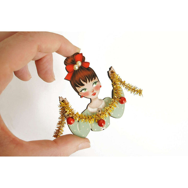 Girl With Tinsel Brooch by Laliblue