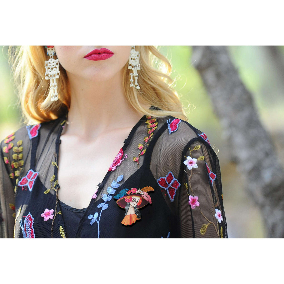 Mexican Catrina Brooch by Laliblue