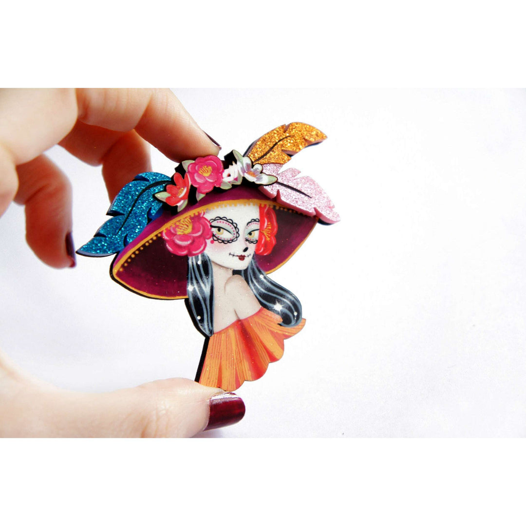 Mexican Catrina Brooch by Laliblue
