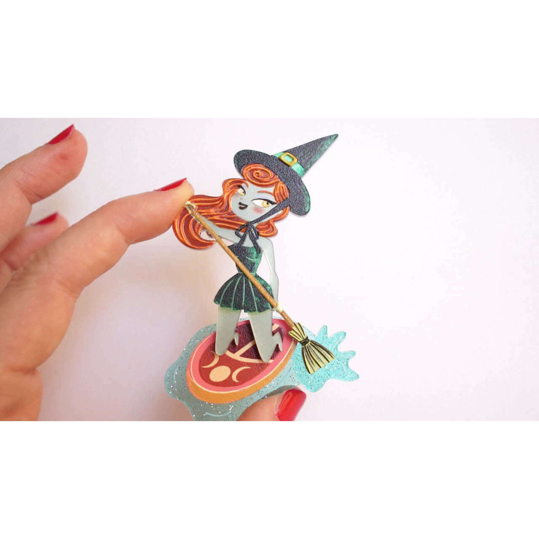 Paddle Surf Witch Brooch by Laliblue