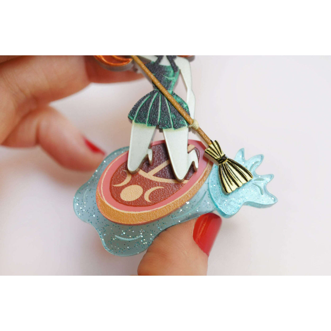 Paddle Surf Witch Brooch by Laliblue