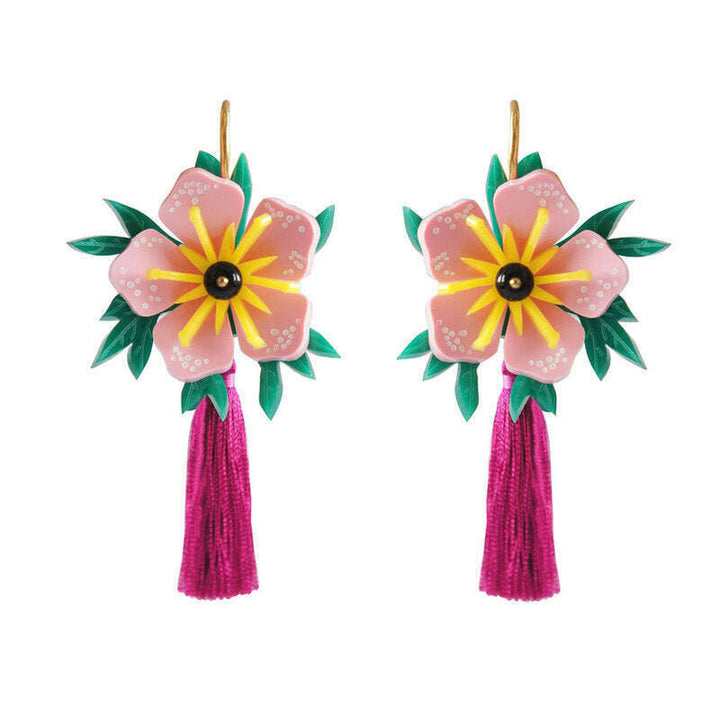 Pink Tropical Flower Earrings by Laliblue