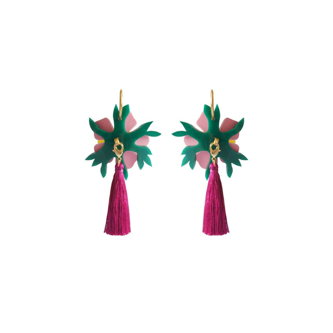 Pink Tropical Flower Earrings by Laliblue