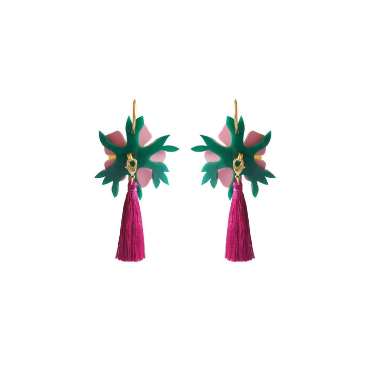 Pink Tropical Flower Earrings by Laliblue