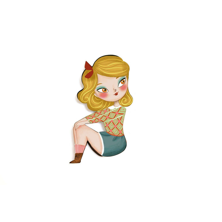 Puzzle with blonde girl brooch by Laliblue