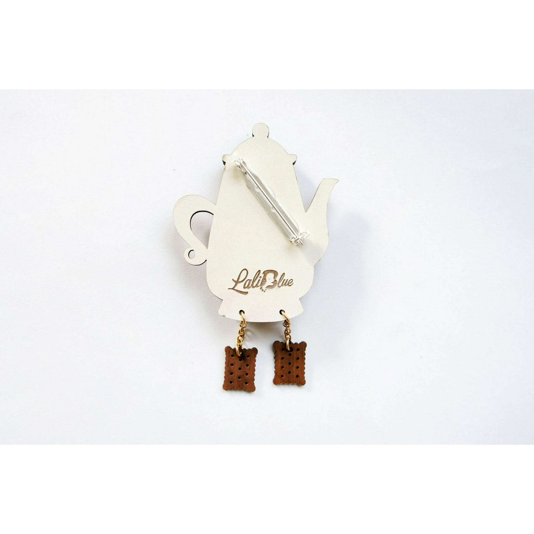 Teapot Clock Brooch by Laliblue