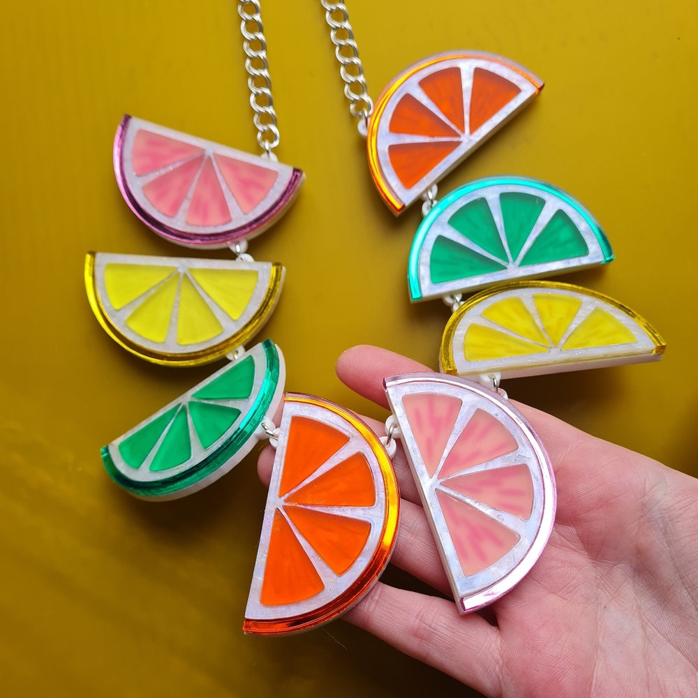 Large Citrus Fruit Slice Charm Necklace 3
