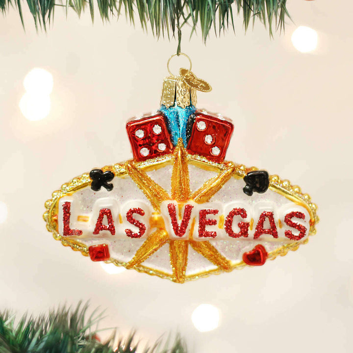 Old World Christmas Las Vegas Sign Blown Glass Ornament