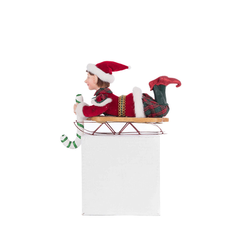 Laying Elf on Sled Stocking Holder by Katherine's Collection image 1